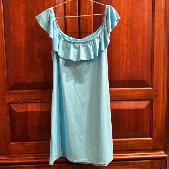 NEW Tommy Bahama Pearl Off-the-shoulder Ruffle Spa Dress Blue Sz L - Picture 4 of 9